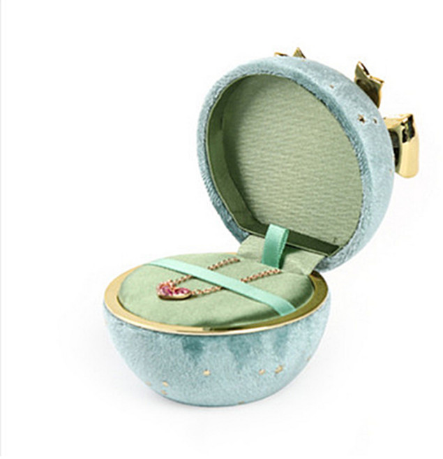 골드리본 코듀로이 원형 악세사리 케이스 그린 목걸이케이스, 1개