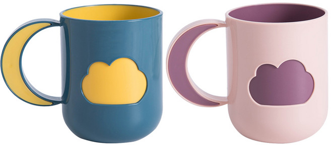 가팡 양치컵 손잡이형 07번 TOYA006, 딥블루, 퍼플, 2개