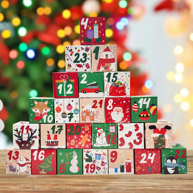 크리스마스 어드벤트 캘린더 선물박스 24종 세트, 1세트, 트리
