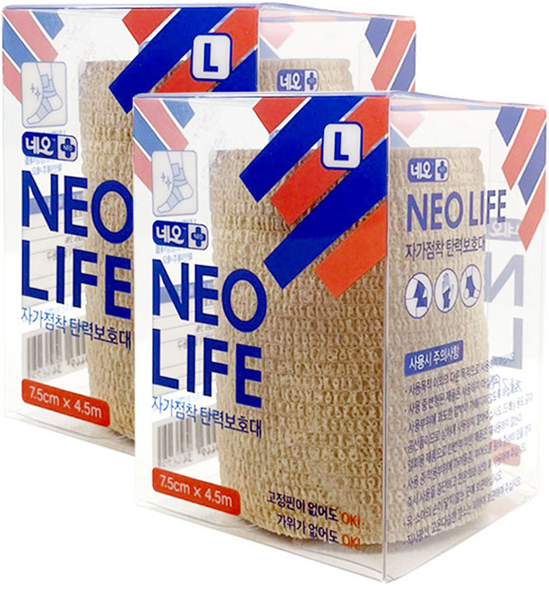 네오 라이프 자가점착 탄력 보호대 대형 L 7.5cm, 1개입, 2개
