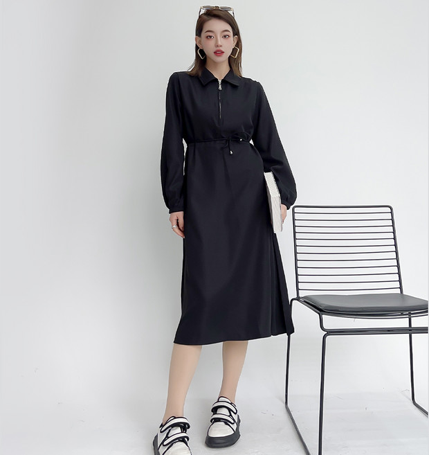 더시럽 여성용 하프 집업 라슈 원피스