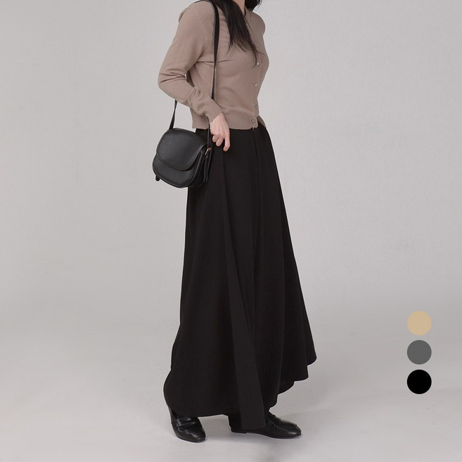 Cotton Closet 女款喇叭寬版褲裙 彈性鬆緊帶裙褲