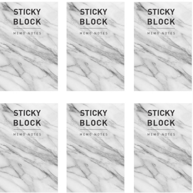어프리 스티키 블럭 대리석 점착메모지 S, 혼합색상, 6개