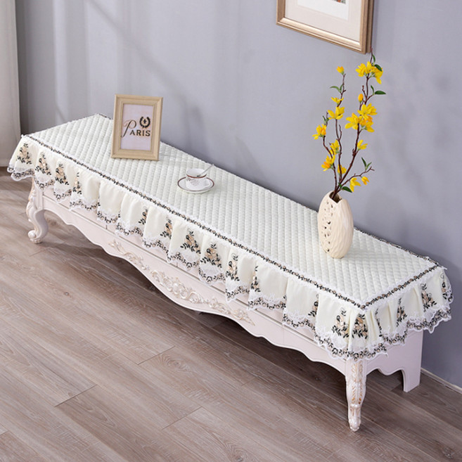 마켓에이 레이스퀼팅 홈 TV장매트, 라인아이보리, 1개