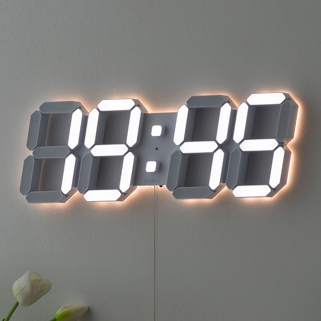 플라이토 무드 백라이트 3D LED 벽시계 38cm, 화이트