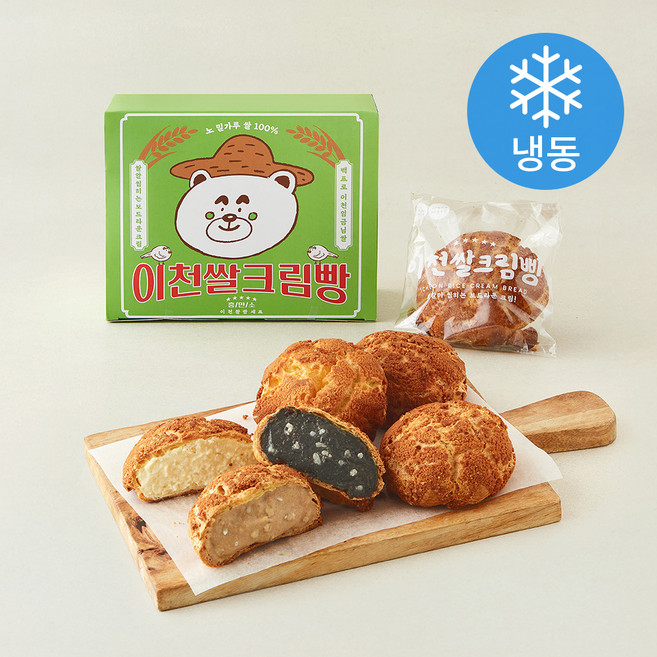 흥만소 이천쌀 크림빵 흑절미 쌀 120g + 옥수수 120g + 밤 120g + 팥 120g + 인절미 120g + 흑임자 120g 세트 (냉동), 1세트