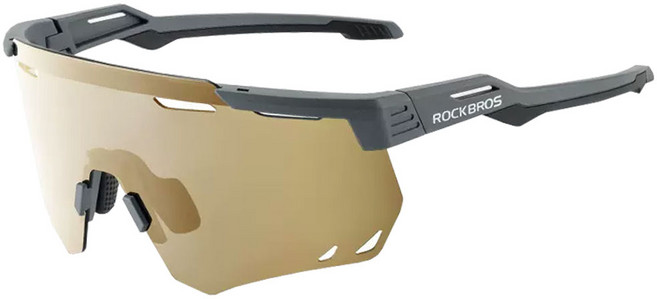 락브로스 스포츠 편광 고글 SP323 + 도수클립 세트, 그레이프레임 + 편광골드, 1개