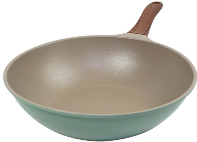 Kitchen-Art Bon 木柄鑽石塗層深型平底鍋 薄荷綠, 30cm, 1個