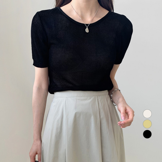 Babbling Brook 女款日常圓領針織短袖上衣