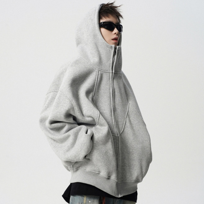 제이티엘 라인 디테일 유니크 박시 후드집업