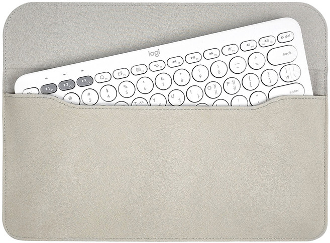 BOHO 블루투스 키보드 휴대용 스웨이드 파우치 호환 로지텍 K380 MX Keys Mini, 화이트 실버, 1개