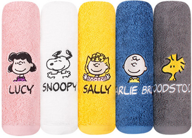 송월타월 스누피 피너츠40 수건 180g 40수 코마사, 랜덤발송, 5개