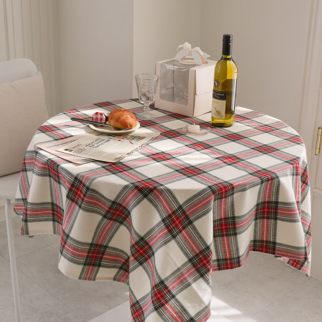 FORHOME 手工Glory刷毛格紋桌布, 紅色, XL(140 x 210 cm), 1個