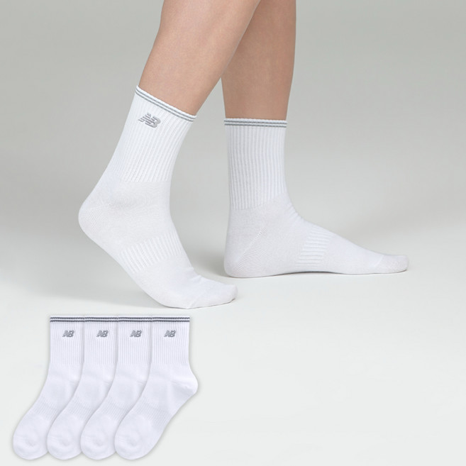 New Balance 男款 雙環刺繡Logo 中筒襪 4雙入