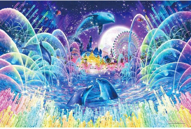 에포크 오색빛 찬란한 바다의 정원 야광 미니 직소퍼즐 EP23-719, 혼합색상, 2016피스, 1개