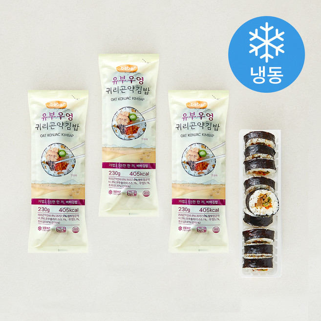 올곧 바바김밥 귀리곤약 유부우엉김밥 (냉동), 230g, 3개