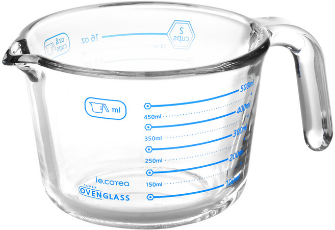 Super Oven Glass 耐熱玻璃量杯, 藍色, 500ml, 1個