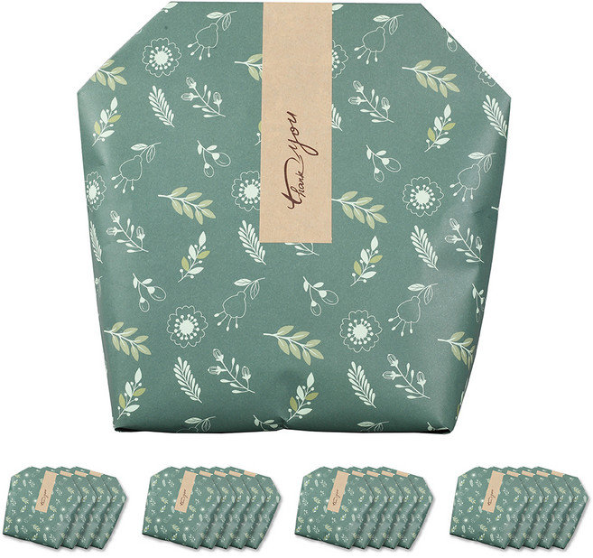 플라워가든 기프트백 + 띠스티커 스티커 20p + 봉투 20p 대, 그린, 1세트