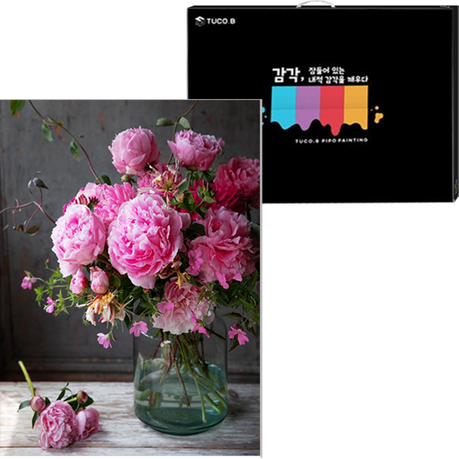투코비 DIY 유화그리기 세트 세로형 40 x 50 cm, 핑크 수국 A45-03, 1개