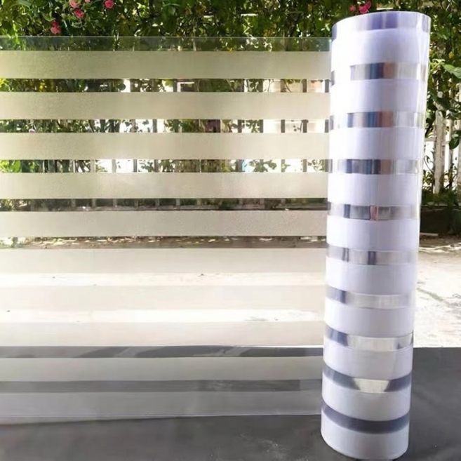 ROI라이프 반투명 무광 창문 시트지 PVC 정전기식, 와이드 스트라이프