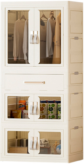 FAmILyLIFE 生活 百變模組折疊收納櫃組 64面寬, 米白色, 1組