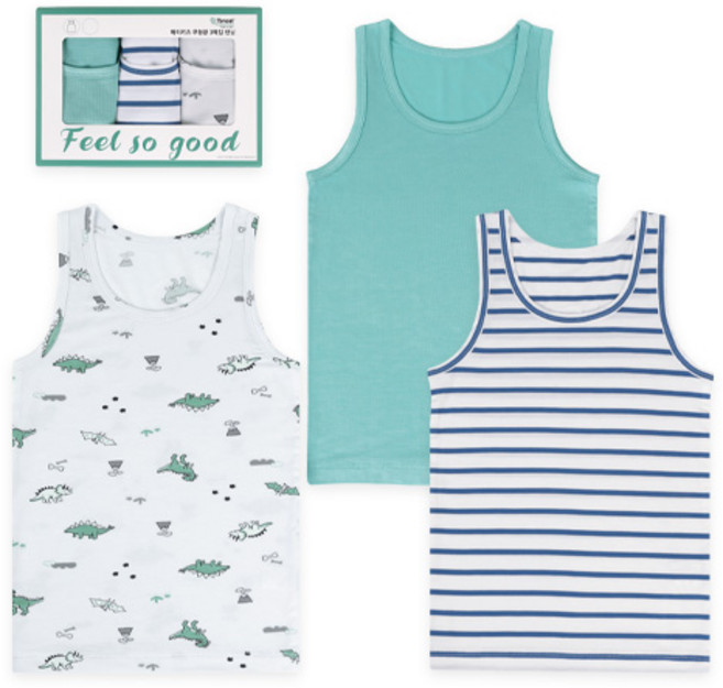 메이키즈 유아동 주니어 남아 쥬라기 ST 모달 런닝 3종 세트