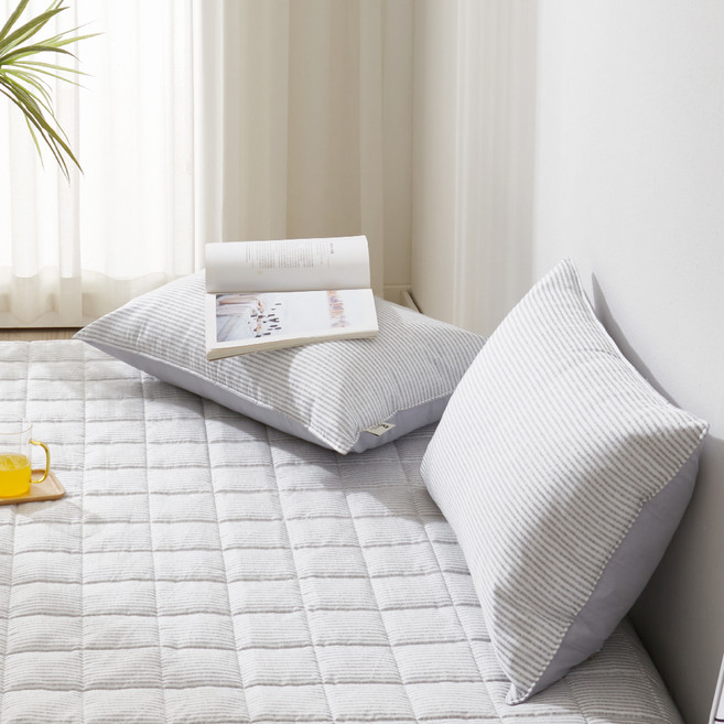 지베딩 스트라이프 휴비스 듀라론 항균 냉감 베개커버 2p