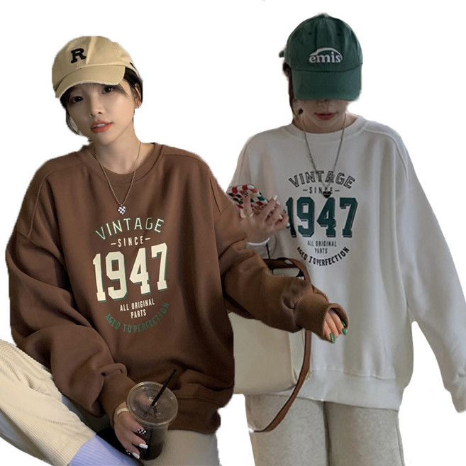 PEONIST 復古寬鬆數字logo大學T 2件組