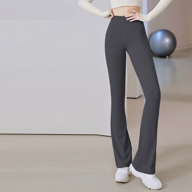 Malltoday 女性舞蹈女神高腰芭蕾瑜伽喇叭褲, 16 槍灰色