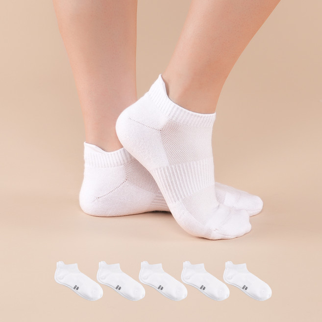 삭피엔스 여성용 데오프리 에어 쿠션 썸머 스포츠 발냄새 소취 심리스 발목 양말 5켤레
