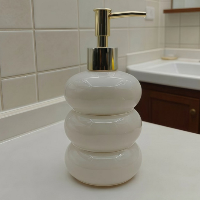 미르노아 오브제 디자인 펌프형 물비누 디스펜서 360ml MMM3481, 골드화이트, 1개