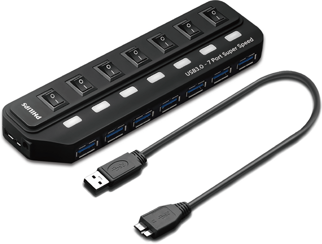 PHILIPS 飛利浦 7孔USB 3.0 集線器 SWV3707, 單一顏色