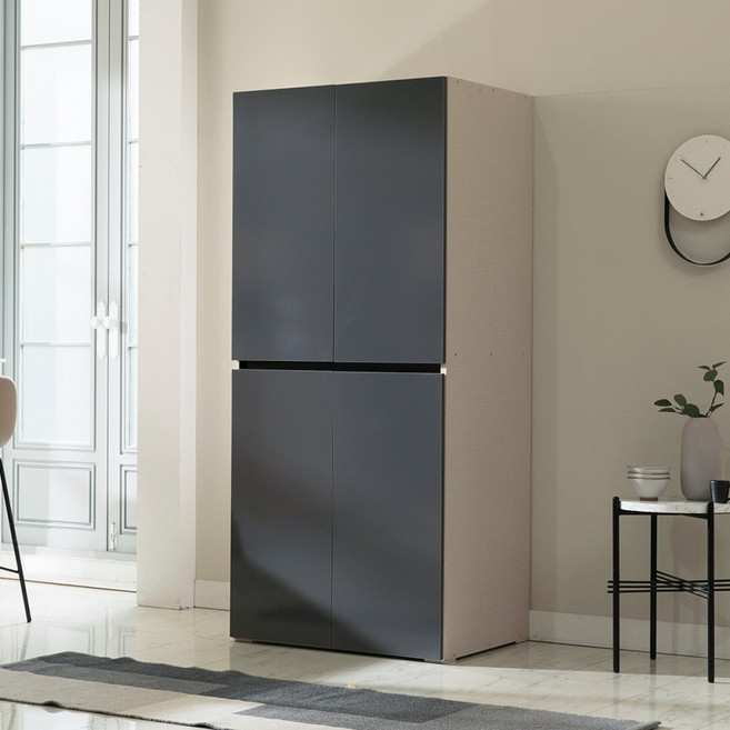 장인가구 E0 플레이트 주방수납장 800 방문설치, 진그레이