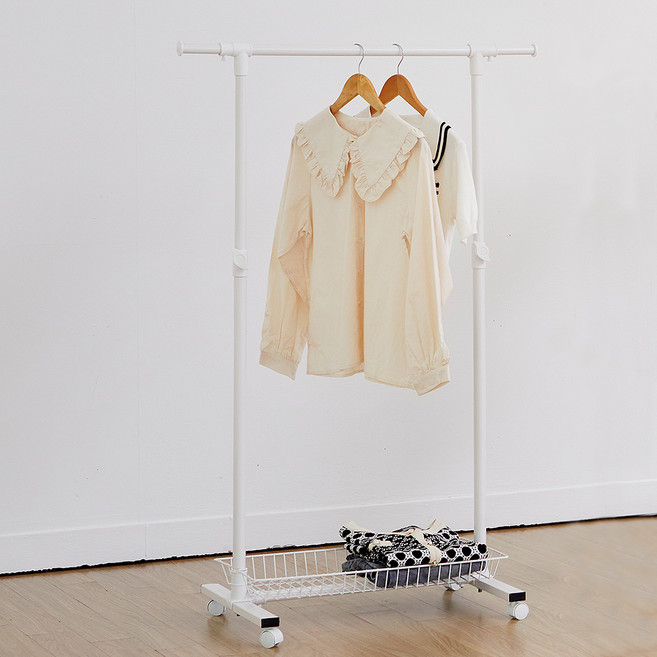 트레벨 커넥트 이동식 1단 수납 옷걸이행거 600, 화이트