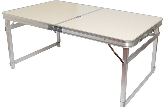 FOSO 堅硬方管鋁合金折疊桌 可調桌腳 有傘孔, 時尚白