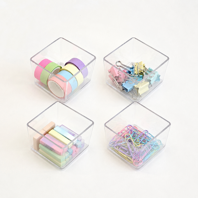 보노하우스 모던 큐브 정리함 5호 8.2 x 8.2 x 6.2 cm, 투명, 4개