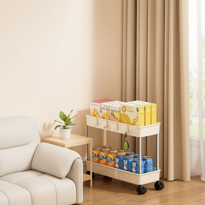 로이라이프 틈새 12cm 수납트롤리 34.5 x 12 x 35.5 cm, 흰색, 2단