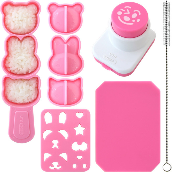 동물 주먹밥 김펀치 간식만들기 세트, 핑크, 1세트