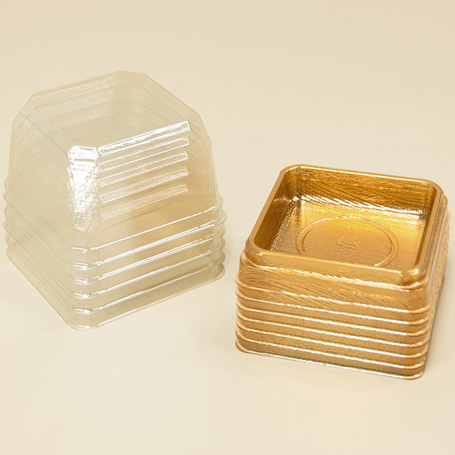 제이팩토리 사각 화과자 PET 1구 포장용기, 금색, 50개