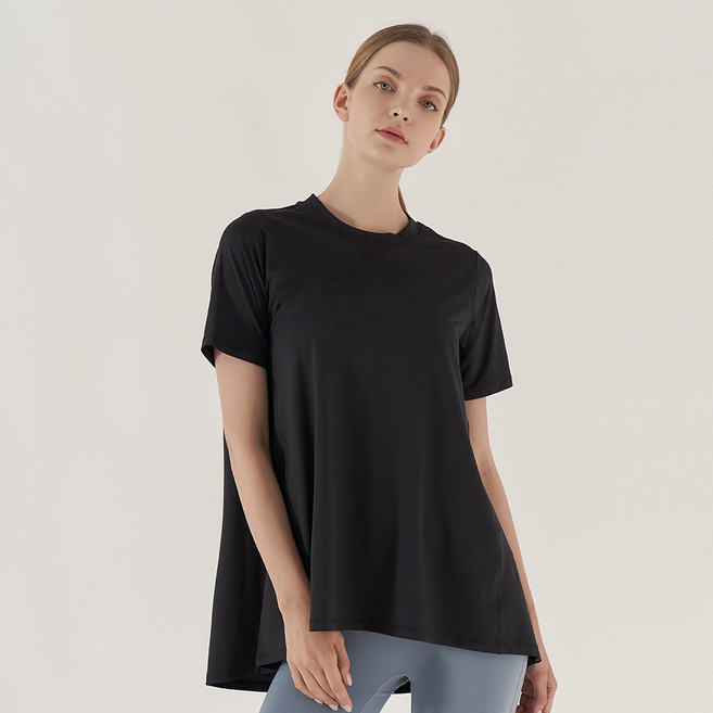 nokjok 女款荷葉邊寬鬆瑜珈皮拉提斯短袖T恤