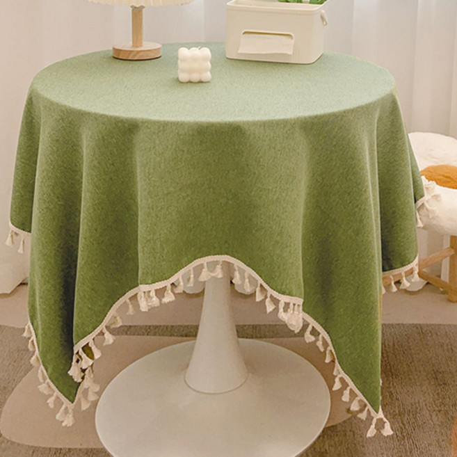 GUNU 감성 홈카페 식탁 테이블보, 그린, 1개, 90 x 90 cm