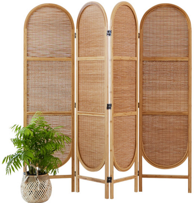 베스트리빙 라운드 대나무 4단 파티션, 내츄럴