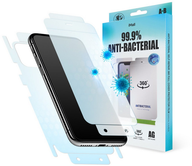 아이몰 아이폰 12 mini 무광 매트 풀커버 지문방지 전면+후면 360 보호 TPU 필름, 1개