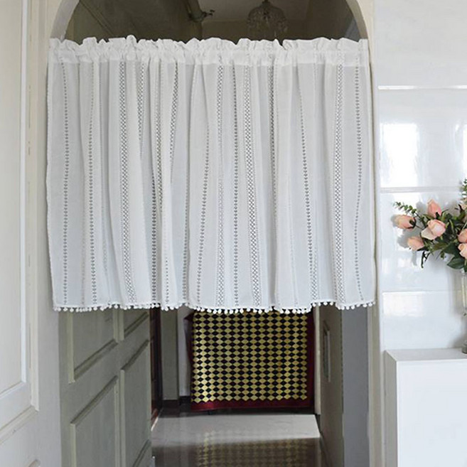 지앤와이 펀칭 디자인 폼폼 가리개 도어커튼 봉집형