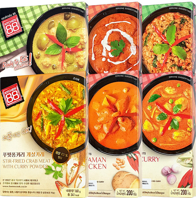 HOMECOOK 태국 간편 카레 6종 세트, 1세트, 160g