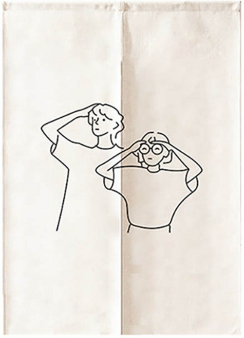 에이홉 사랑스러운 커플 라인 프린팅 파티션 커튼