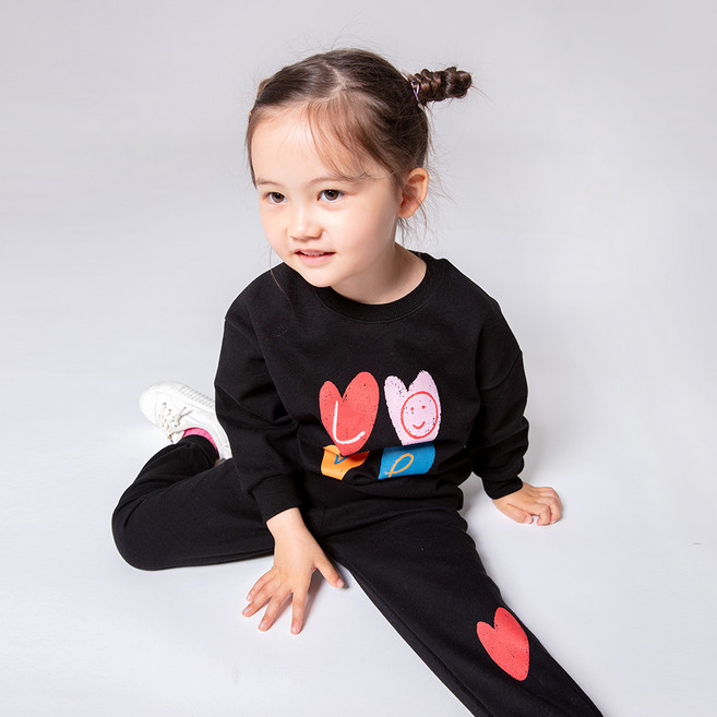KIDSCOMO 童款文字愛心長袖套裝