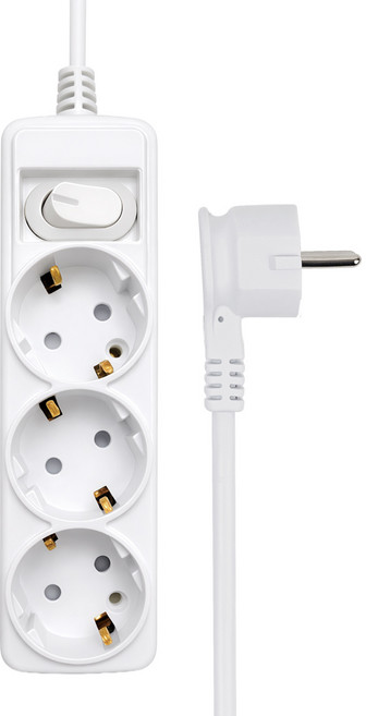 에코파워탭 안전 스위치 납작 멀티탭 3구, 화이트, 1개, 2.5m