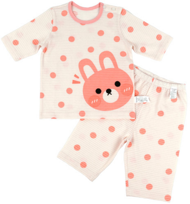 Maykids 童款兔子圓點印花七分袖家居服套裝