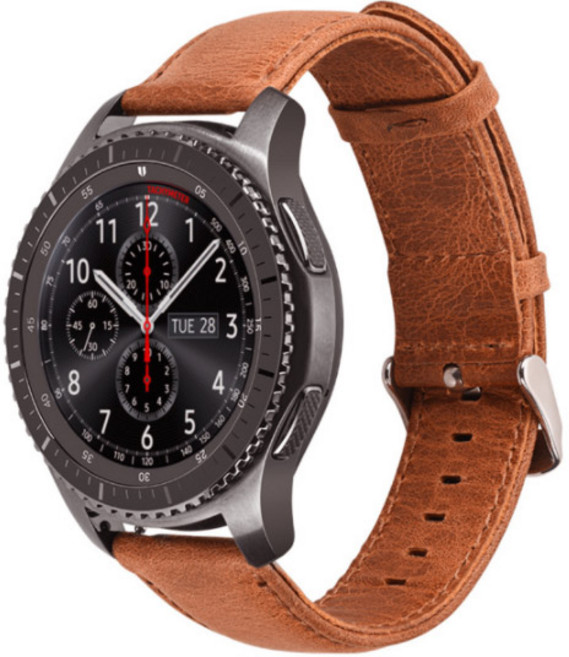 PEACH MALL Galaxy Watch 皮革錶帶 22mm, 棕色